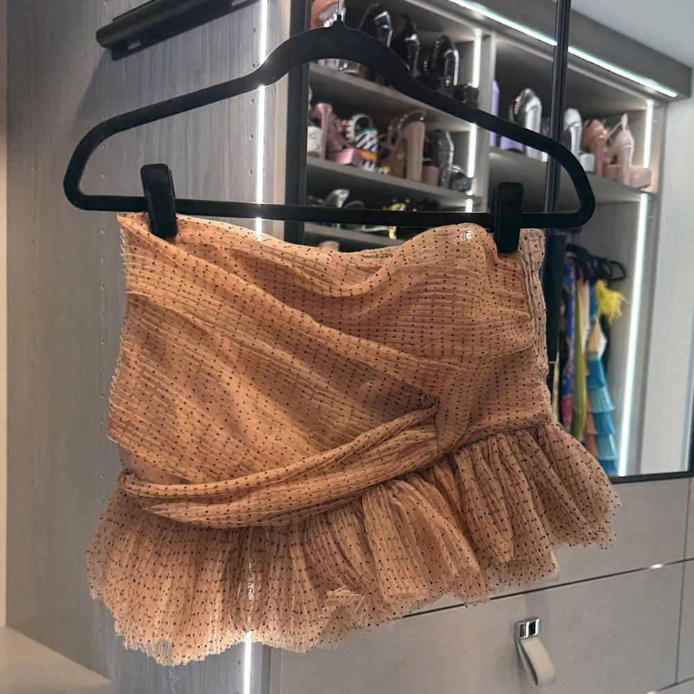 Zara Tan Ruffled Crop Top